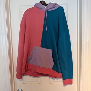 Bluenotes Pink and Teal Colorblock Sweater